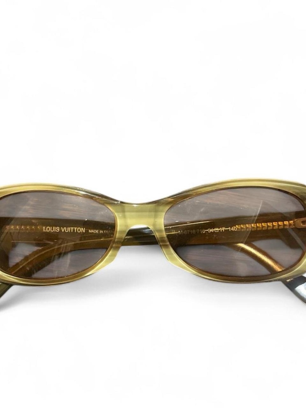 Rare Louis Vuitton Oval Eye Sunglasses in Brown, Olive, Cream Made in France